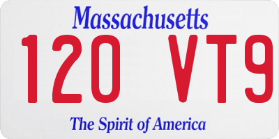 MA license plate 120VT9
