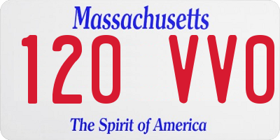 MA license plate 120VV0