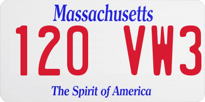MA license plate 120VW3