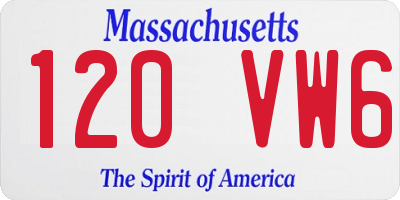 MA license plate 120VW6