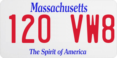 MA license plate 120VW8