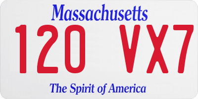 MA license plate 120VX7