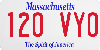 MA license plate 120VY0