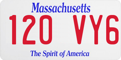 MA license plate 120VY6