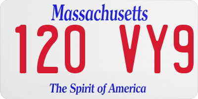MA license plate 120VY9