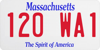 MA license plate 120WA1