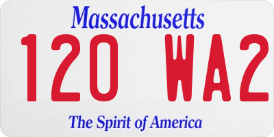 MA license plate 120WA2