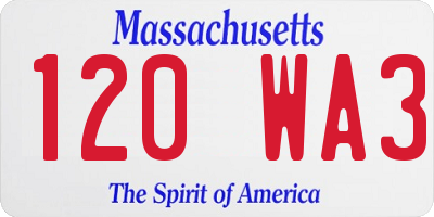 MA license plate 120WA3