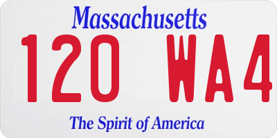 MA license plate 120WA4