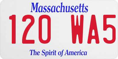 MA license plate 120WA5