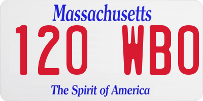 MA license plate 120WB0