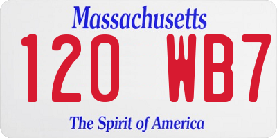 MA license plate 120WB7