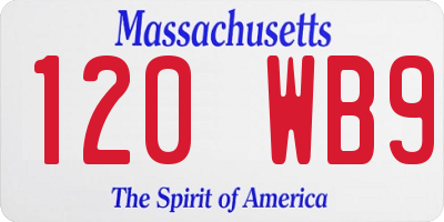 MA license plate 120WB9
