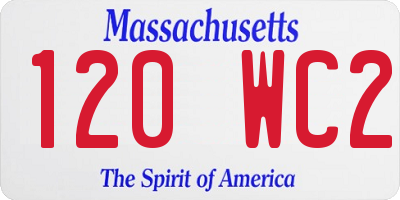 MA license plate 120WC2
