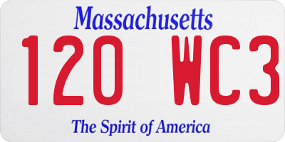 MA license plate 120WC3