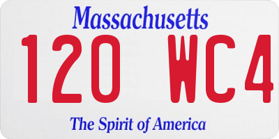 MA license plate 120WC4