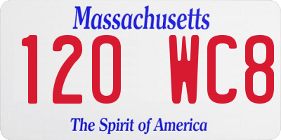 MA license plate 120WC8