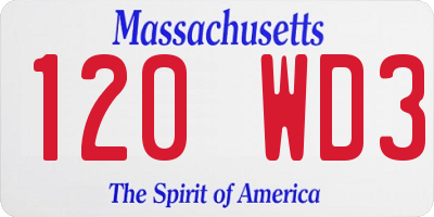 MA license plate 120WD3
