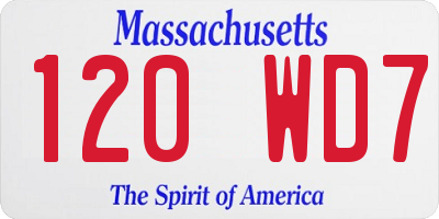 MA license plate 120WD7