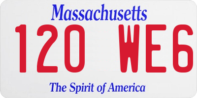 MA license plate 120WE6