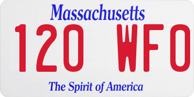 MA license plate 120WF0