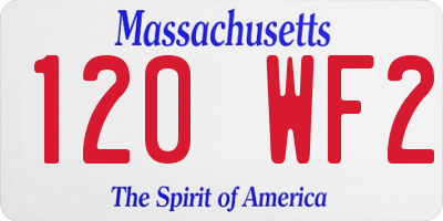 MA license plate 120WF2