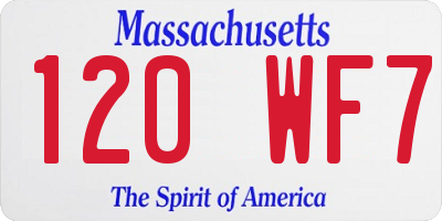 MA license plate 120WF7