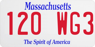 MA license plate 120WG3