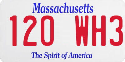 MA license plate 120WH3