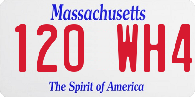 MA license plate 120WH4