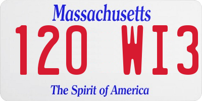 MA license plate 120WI3