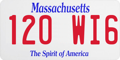 MA license plate 120WI6