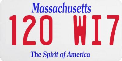 MA license plate 120WI7