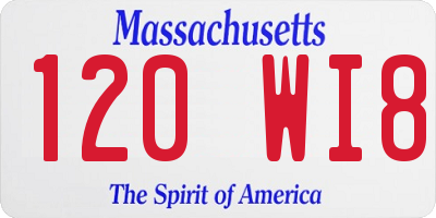 MA license plate 120WI8
