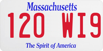 MA license plate 120WI9