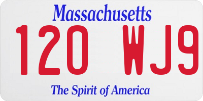 MA license plate 120WJ9