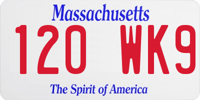 MA license plate 120WK9