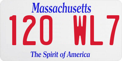 MA license plate 120WL7