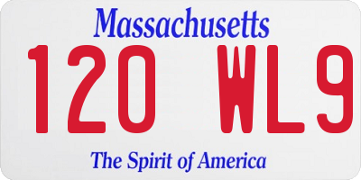 MA license plate 120WL9