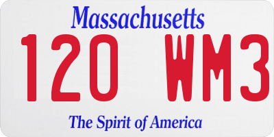 MA license plate 120WM3
