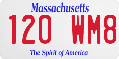 MA license plate 120WM8