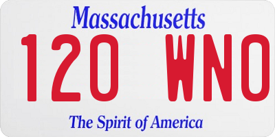 MA license plate 120WN0