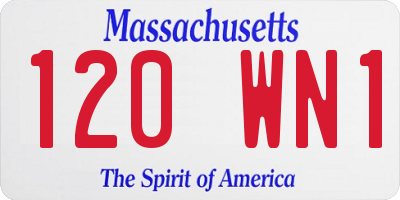 MA license plate 120WN1