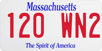 MA license plate 120WN2
