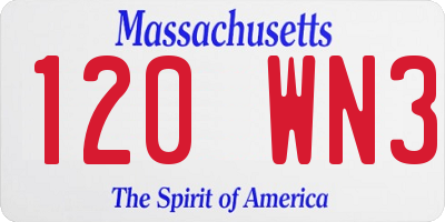 MA license plate 120WN3