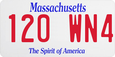 MA license plate 120WN4