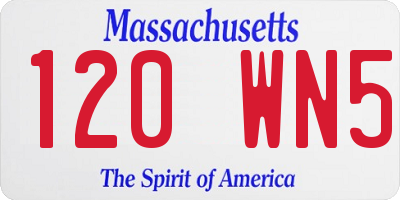 MA license plate 120WN5
