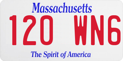 MA license plate 120WN6