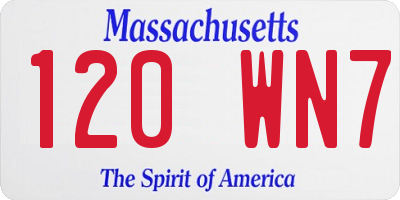MA license plate 120WN7