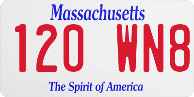 MA license plate 120WN8